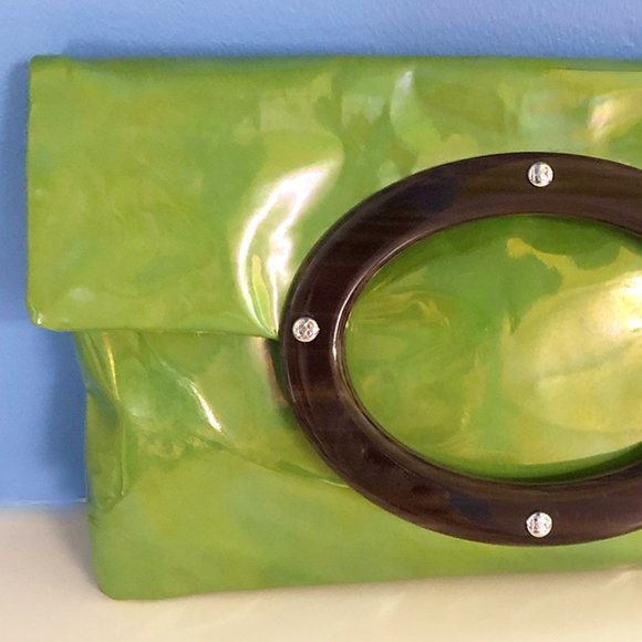 Kate Spade Jocelyn Green Patent Leather Clutch - Picture 3 of 10